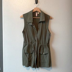 3 for $10 Francesca’s olive green military style vest adjustable waist tie